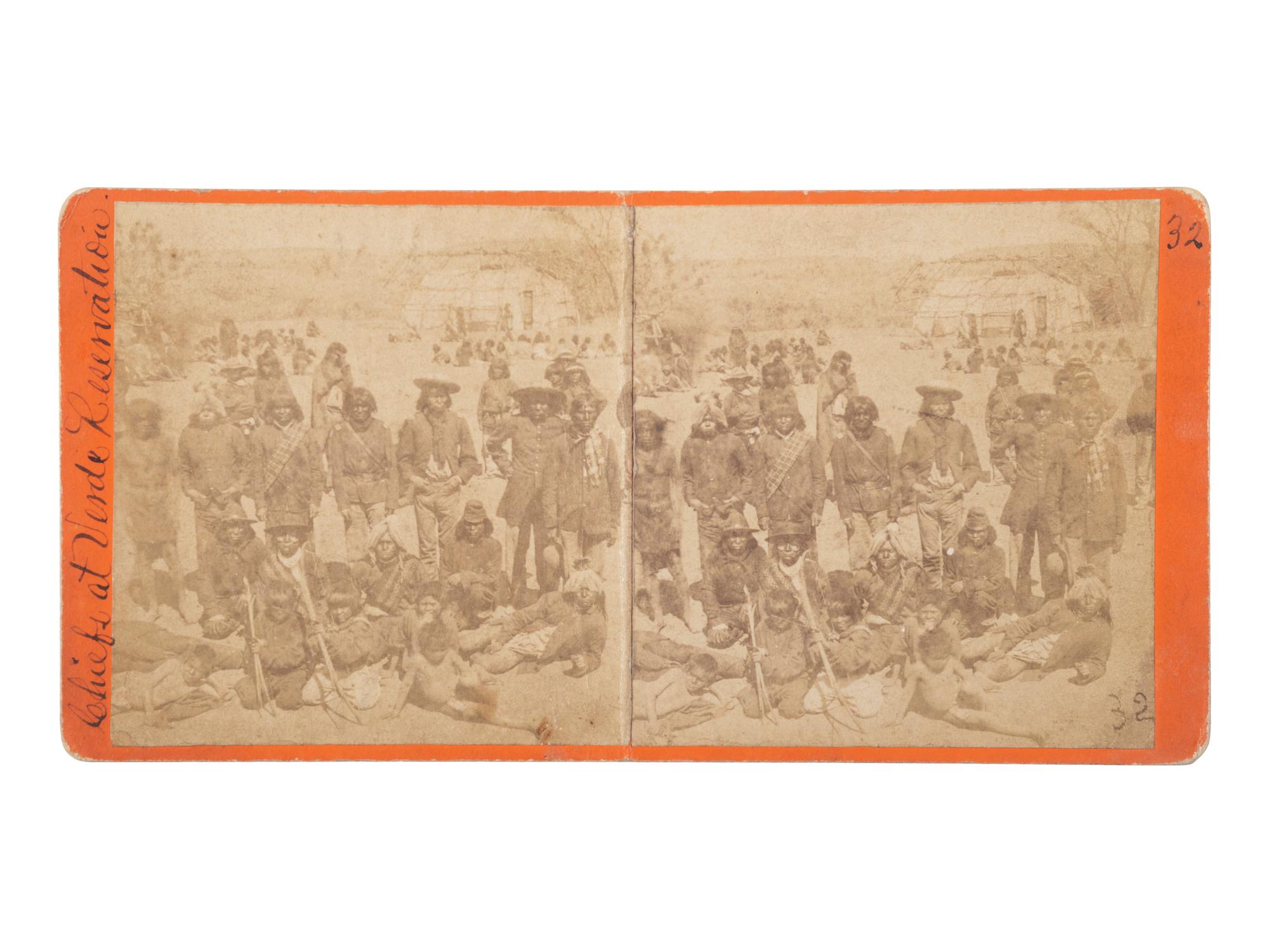[NATIVE AMERICANS]. FLANDERS & PENELON, photographers. A group of 2 stereoviews of Native American subjects taken at Verde and San Carlos Reservations. Arizona: [Spring-Summer 1874].