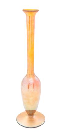 An American Iridescent Glass Vase Height 13 inches.