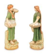 A Pair of Large Royal Dux Porcelain Water Carriers