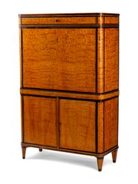 A Biedermeier Parcel Ebonized Birch Secrétaire à Abattant