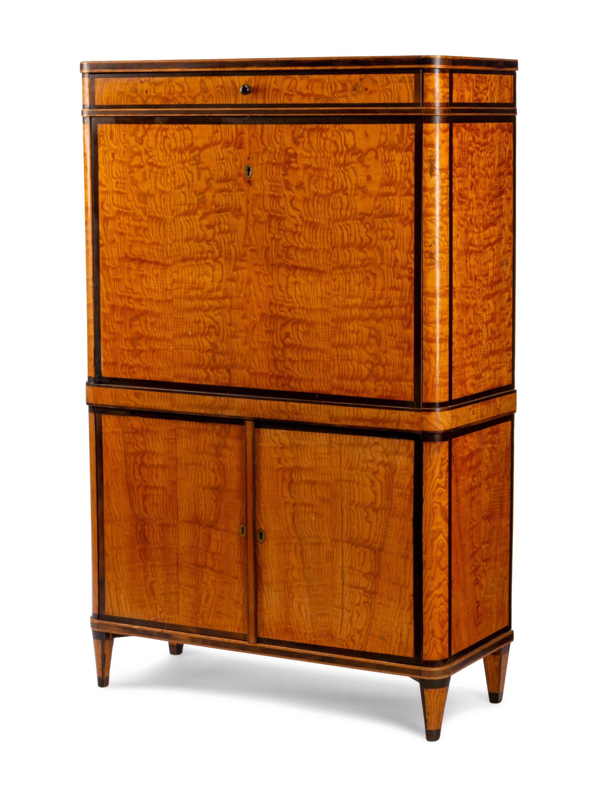 A Biedermeier Parcel Ebonized Birch Secrétaire à Abattant