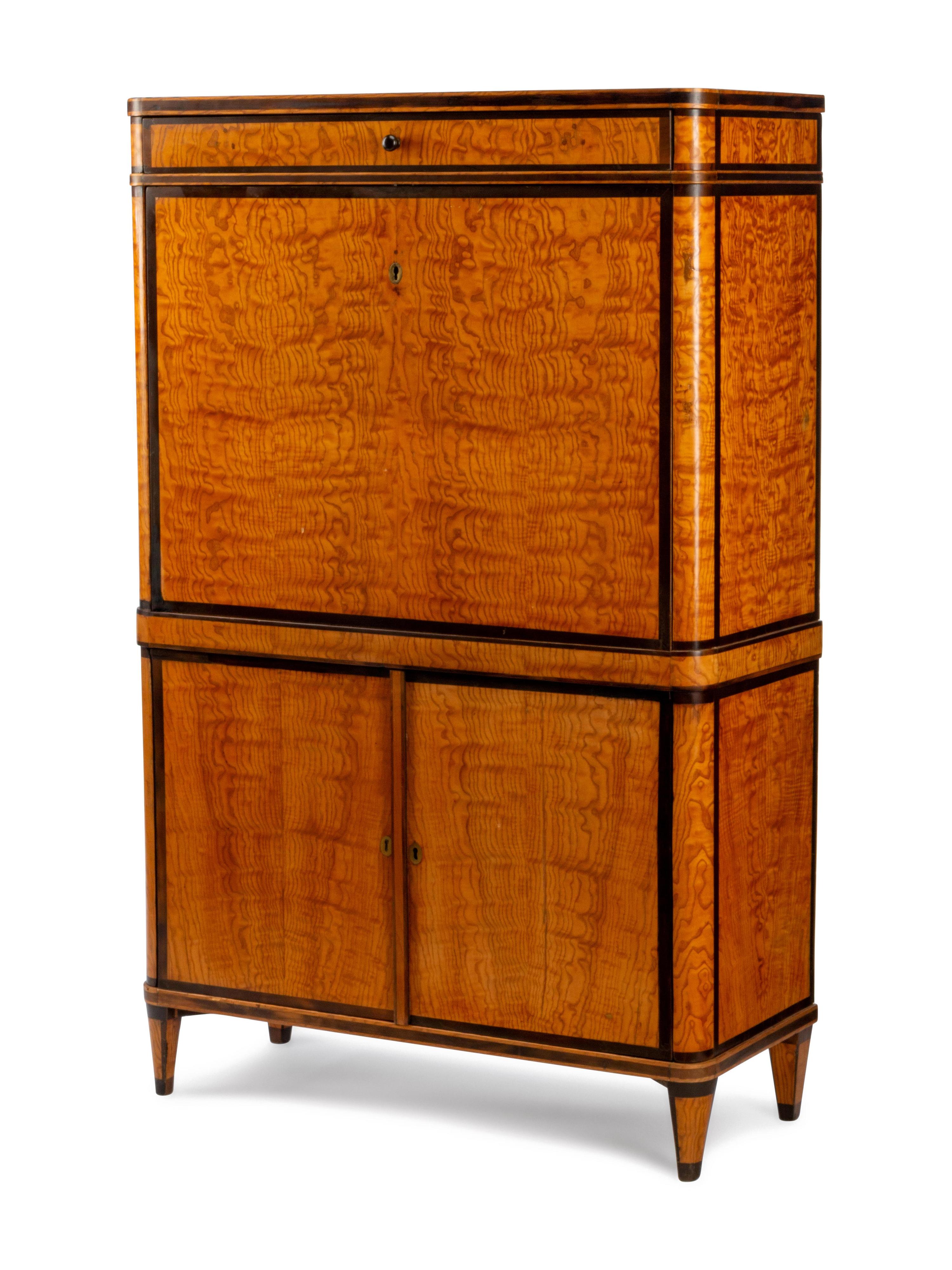 A Biedermeier Parcel Ebonized Birch Secrétaire à Abattant