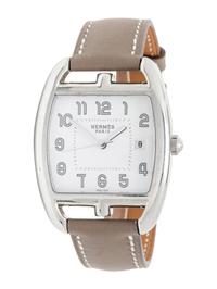 HERMÈS, REF. CT1.710 STAINLESS STEEL 'CAPE COD TONNEAU' WATCH