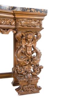 An Italian Neoclassical Carved Giltwood Marble-Top Console Table and Mirror