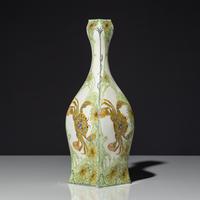 Eggshell porcelain vase with polychrome crab and reef decor, model 90