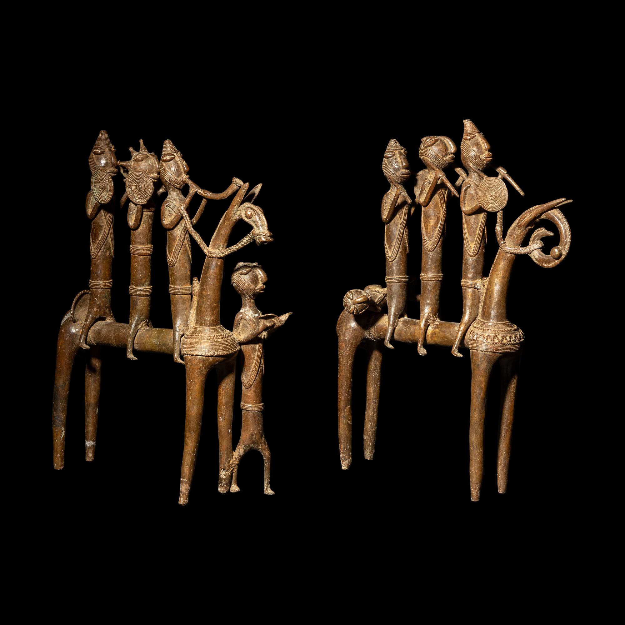 Two Benin Style Bronze Sculptures