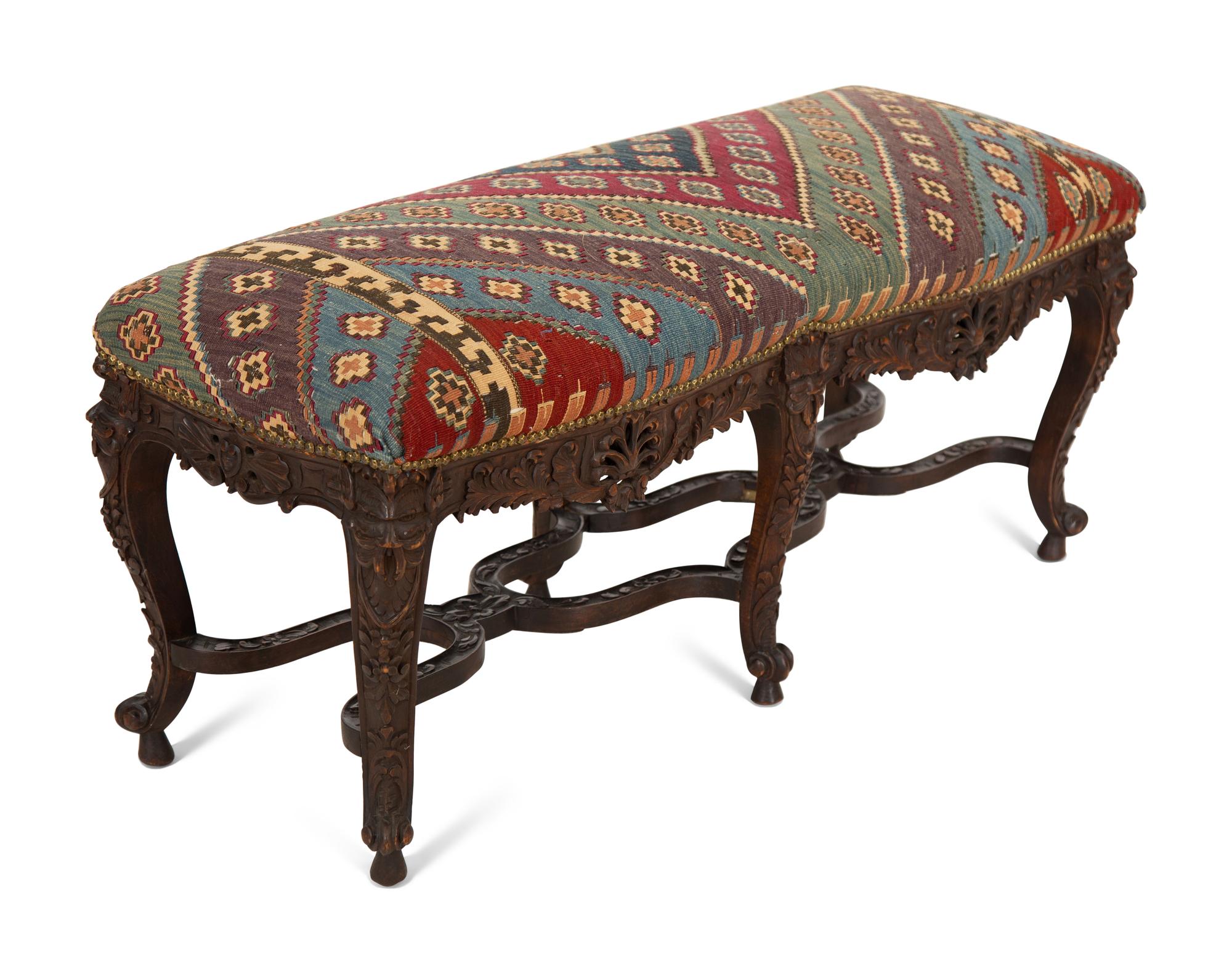 A Louis XV Style Carved Provincial Window Bench