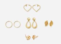 A Collection of Yellow Gold Earrings