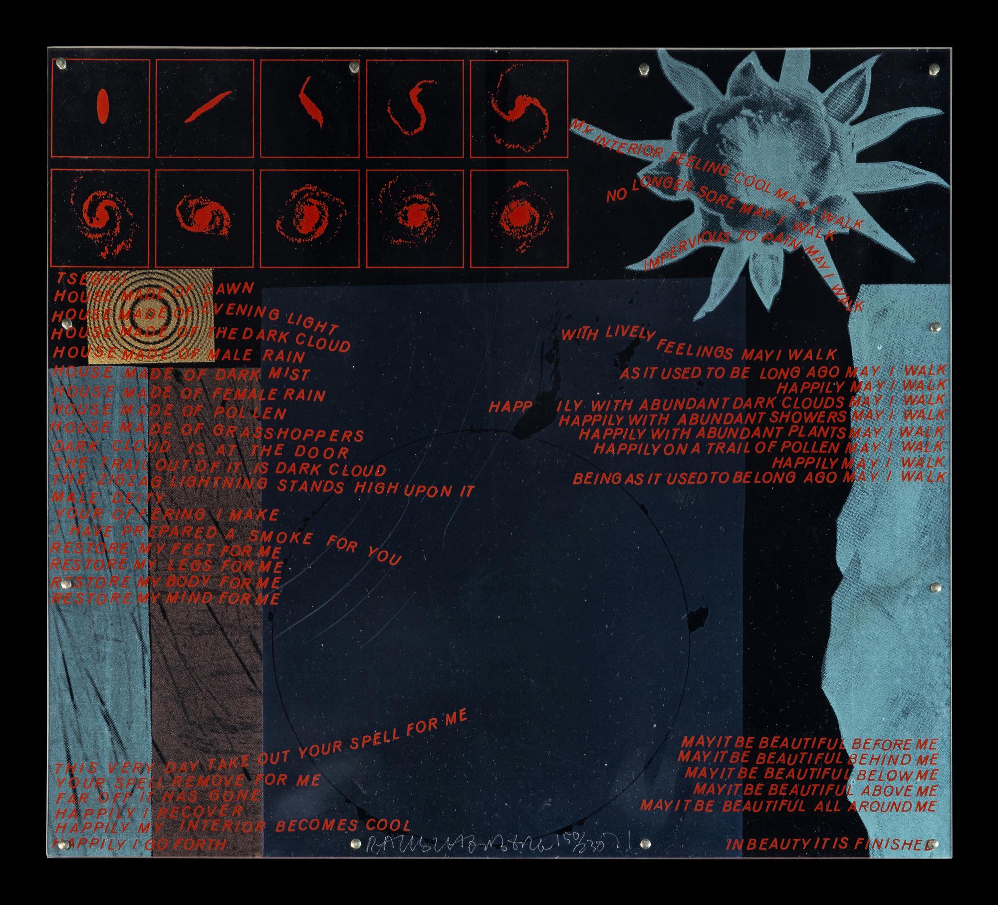 Opal Gospel (complete set of ten screenprints in colors on movable acrylic panels with the original Lucite base and screenprinted stainless steel cover), 1971