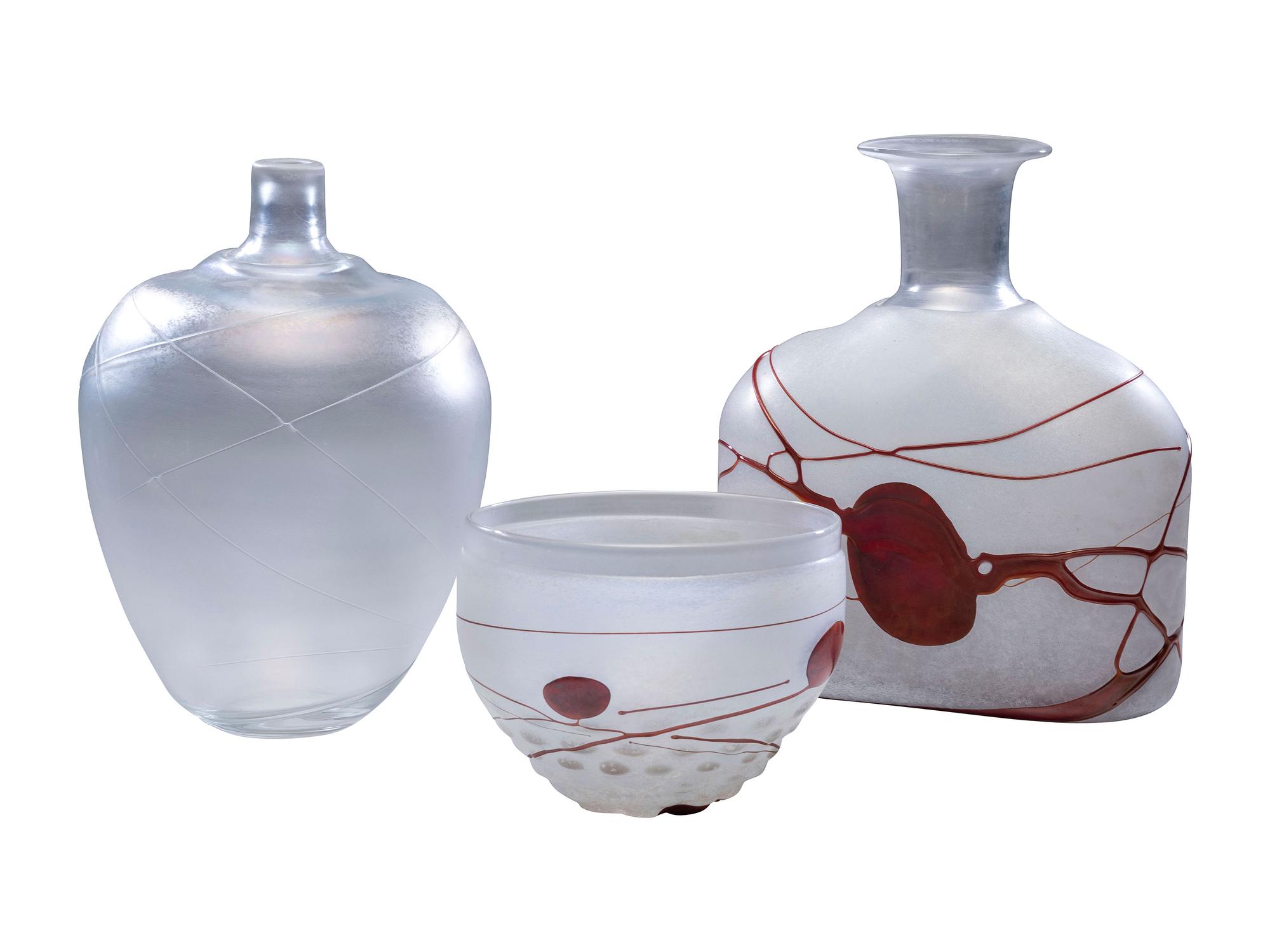 Three Art Glass Vessels by Bertil Vallien (Swedish, born 1938) for Kosta Boda