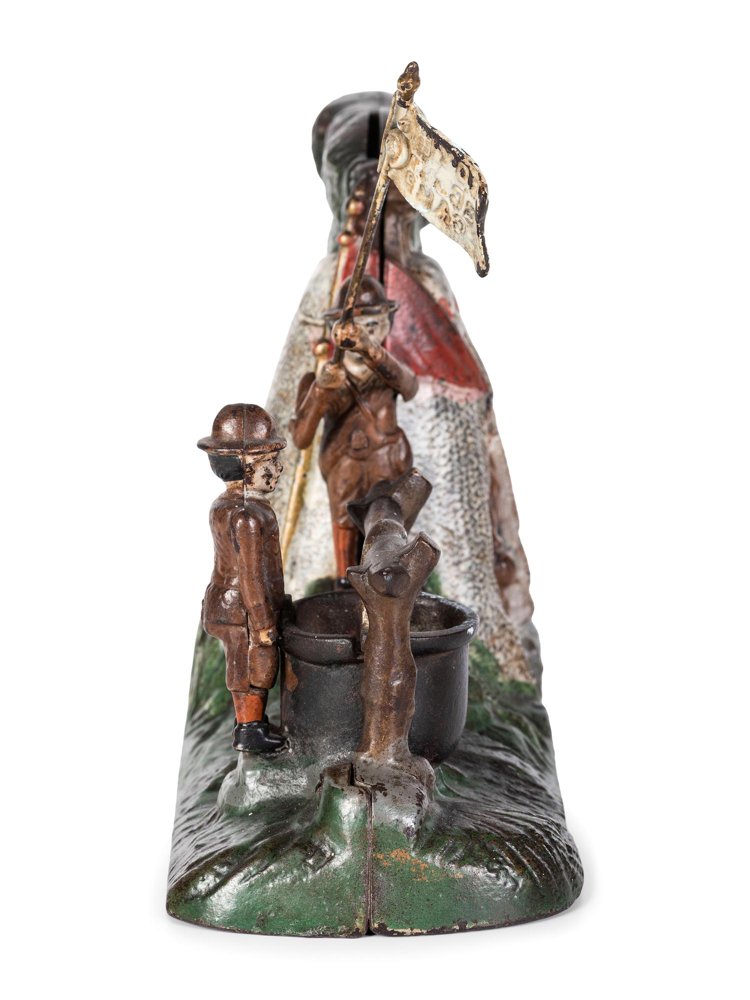A J. and E. Stevens 'Boy Scout Camp' Cast Iron Mechanical Bank