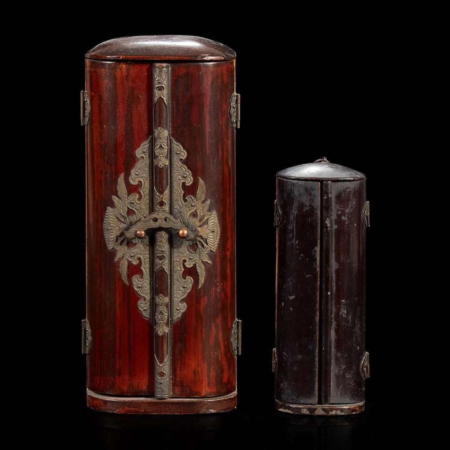 Two small Japanese gilt lacquered wood zushi shrines Edo to Meiji period