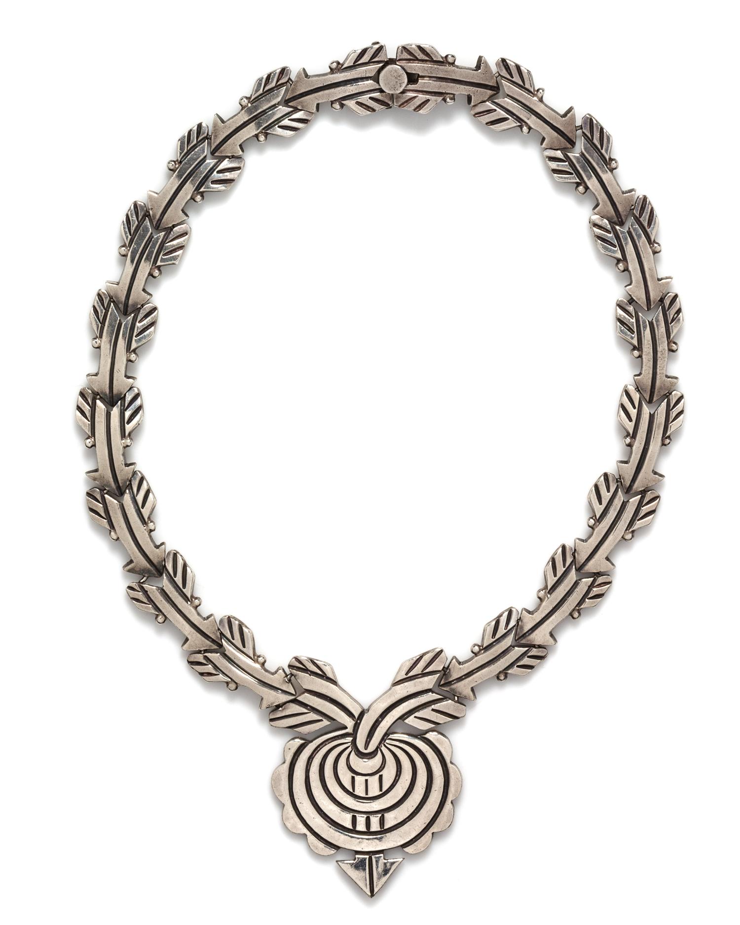 A Sterling Silver Arrow Motif Necklace, Taxco, 71.80 dwts.