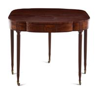 A Federal Figured Mahogany Lobed Top Five-Legged Game Table