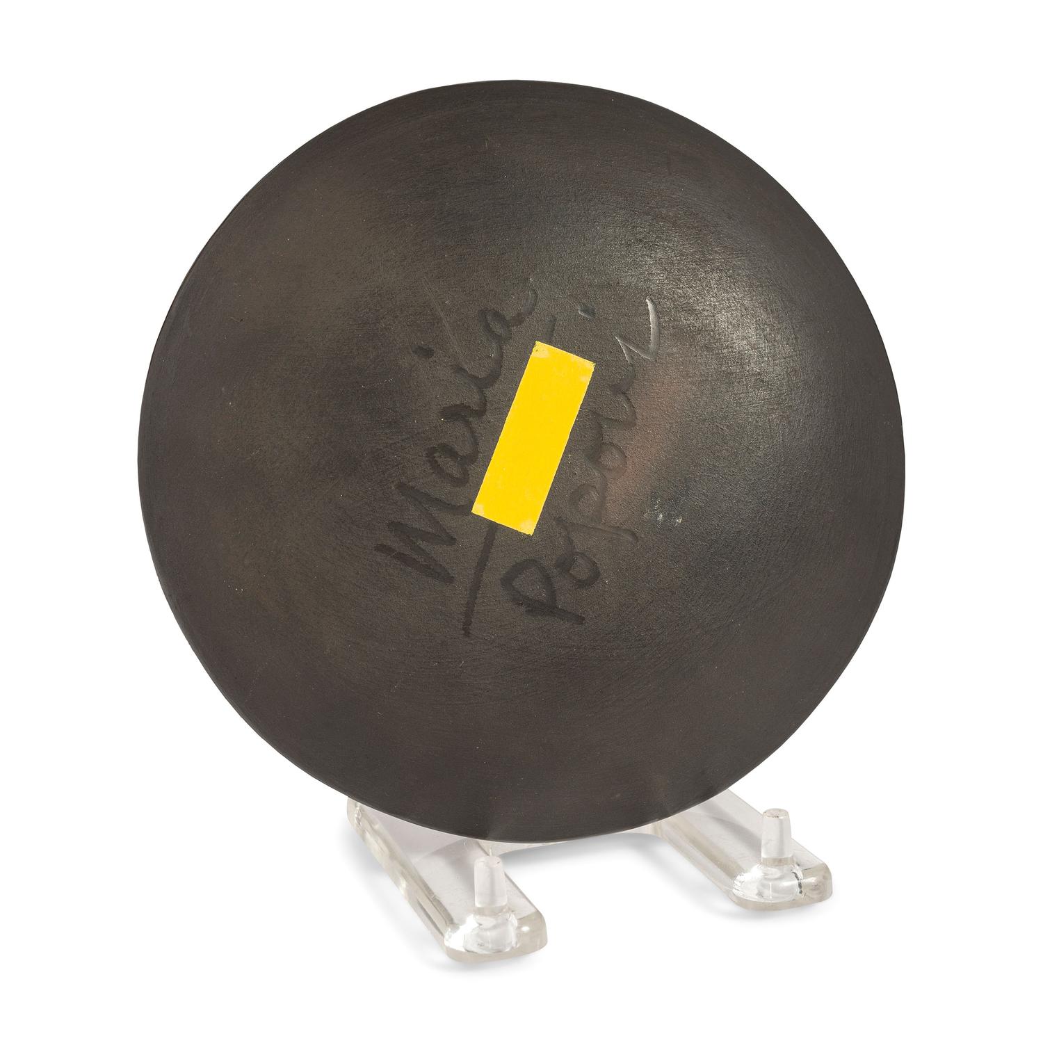 Blackware Pottery Plate, with Repeating Feather Design