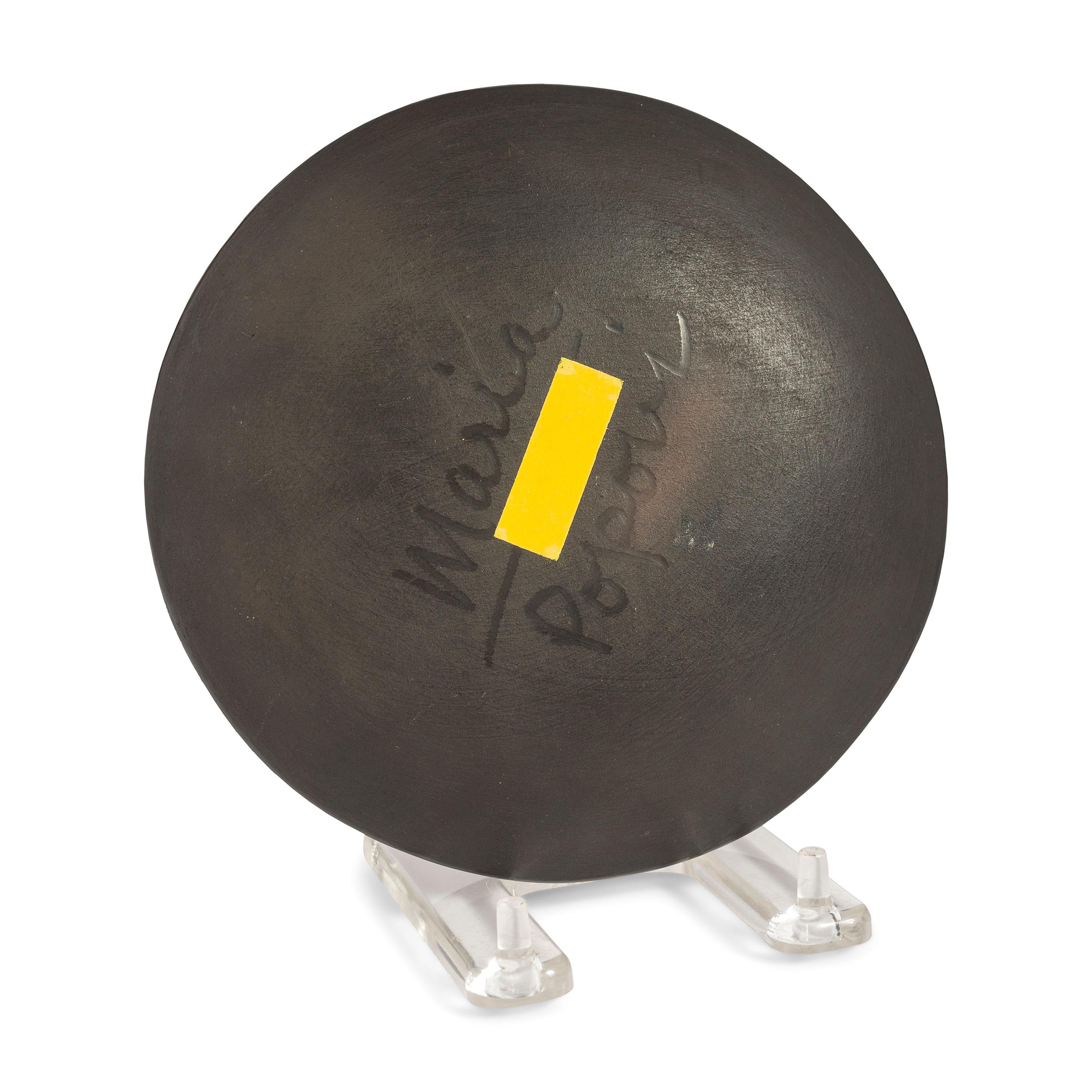 Blackware Pottery Plate, with Repeating Feather Design