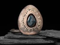 Silver and Lander Blue Turquoise Shadow Box Cuff Bracelet, 1974