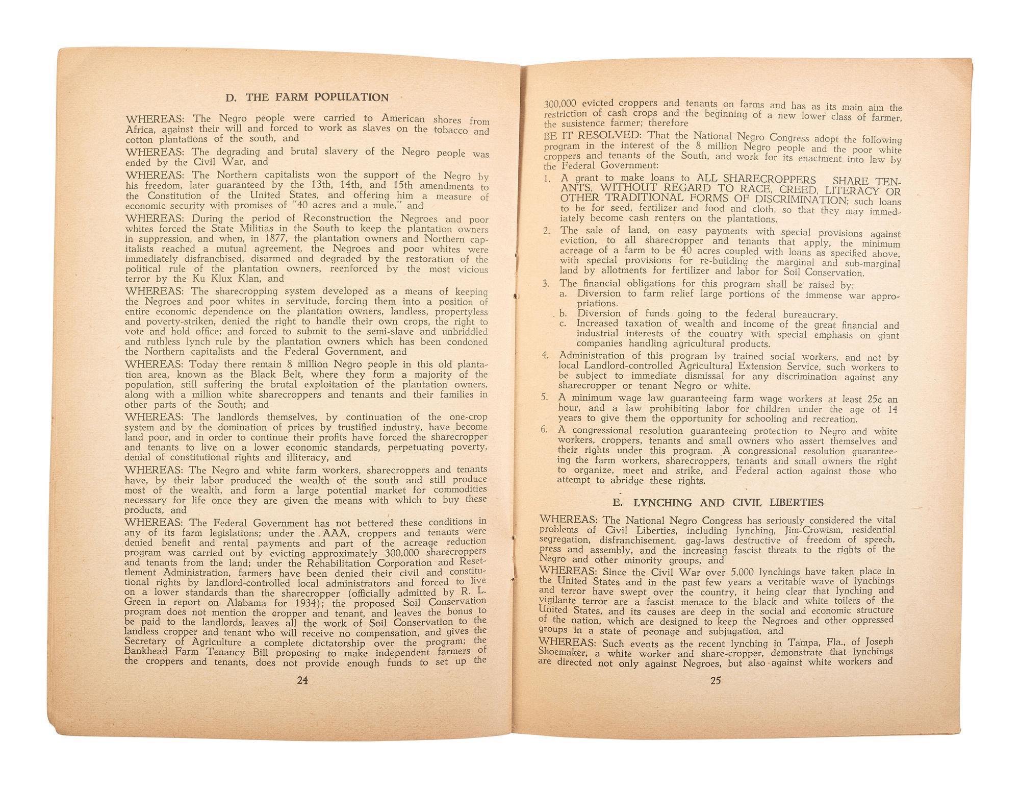 [CIVIL RIGHTS]. A pair of 1936 publications related to the National Negro Congress.