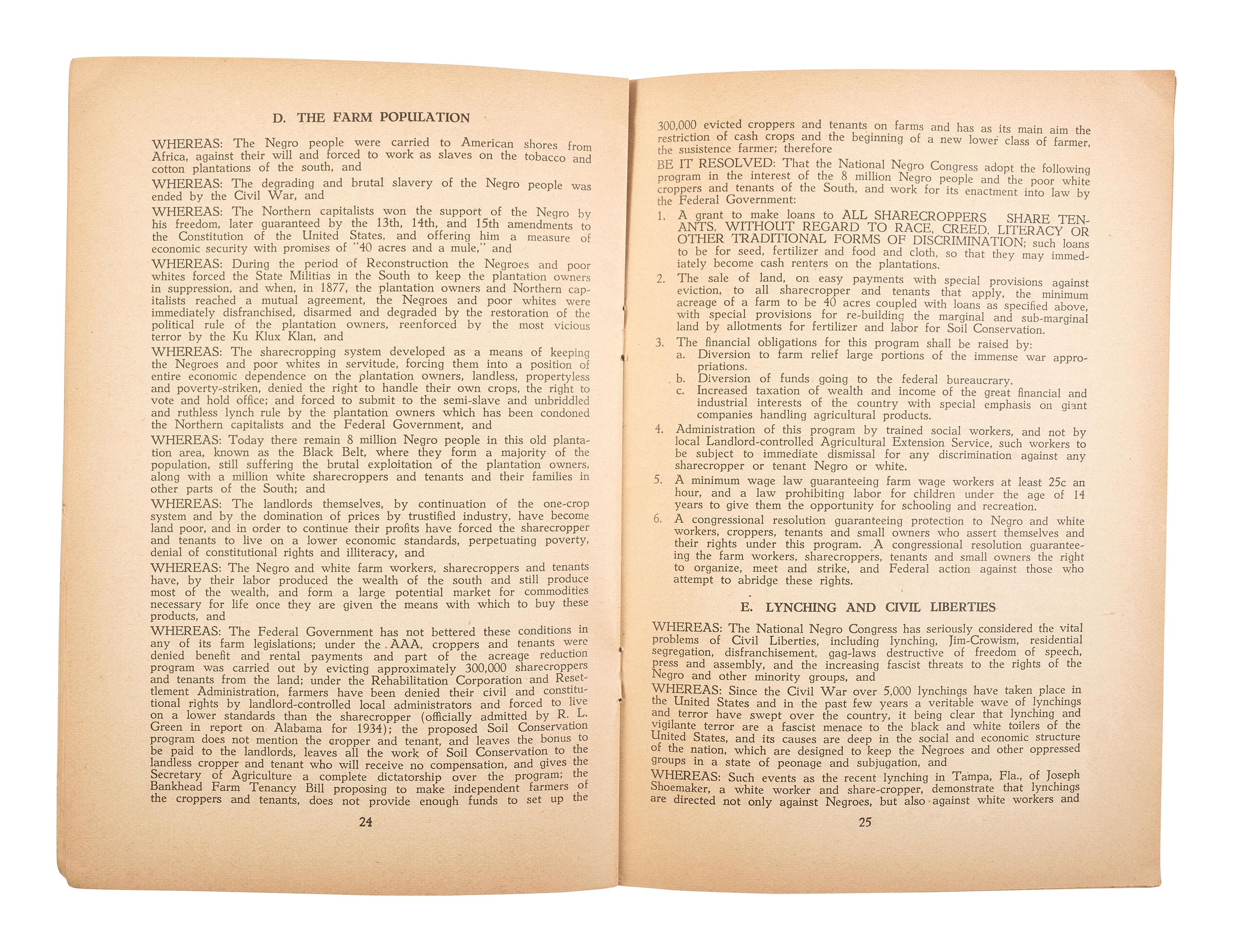 [CIVIL RIGHTS]. A pair of 1936 publications related to the National Negro Congress.