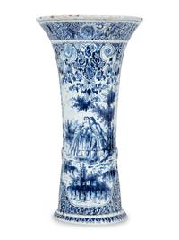 A Pair of Dutch Delft Trumpet-Form Fluted Vases — 19TH/20TH CENTURY