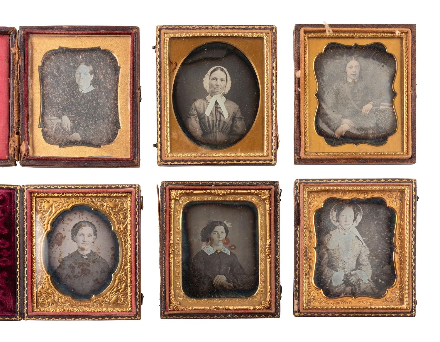 [EARLY PHOTOGRAPHY]. 40 sixth plate daguerreotypes of women of varying ages.