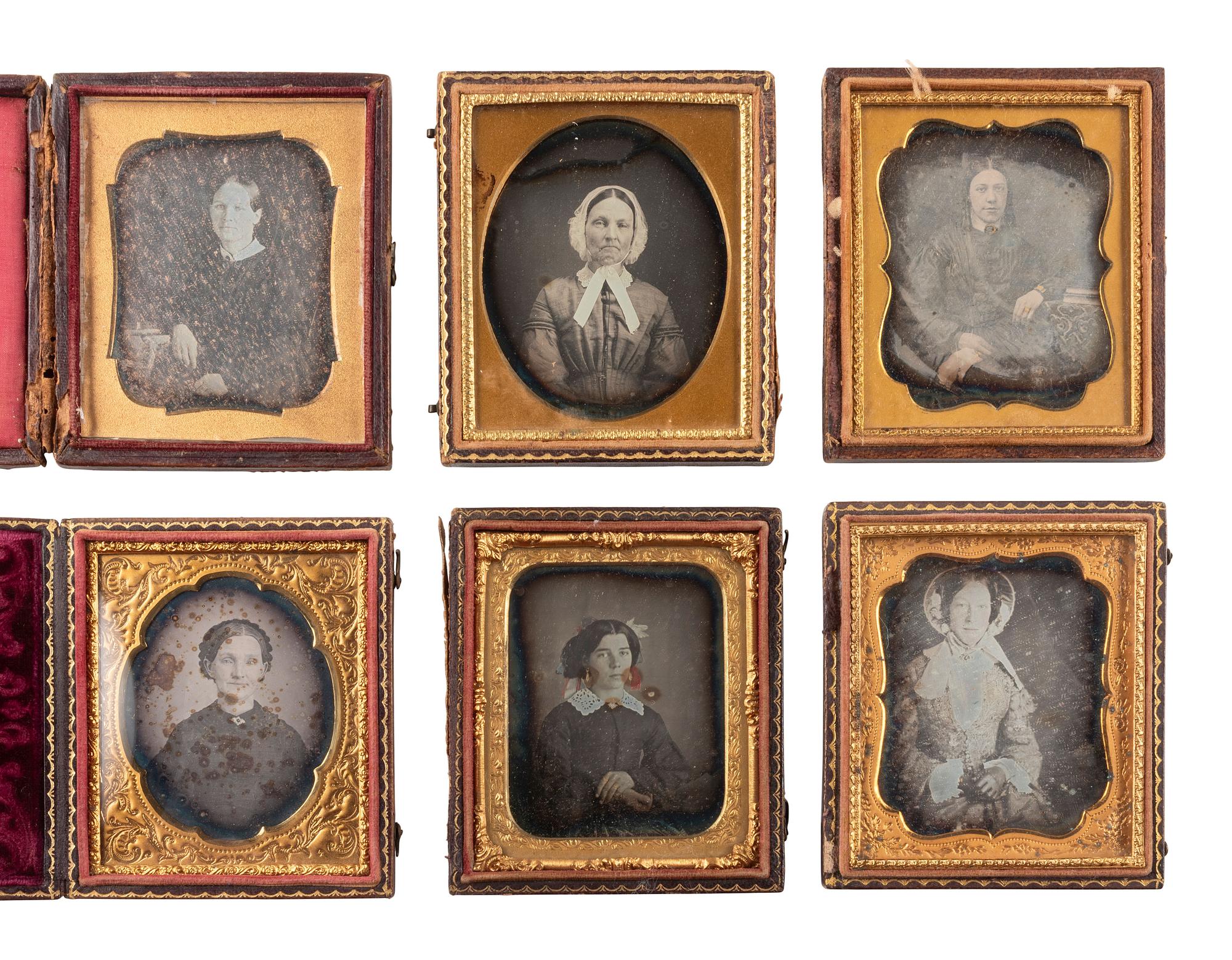 [EARLY PHOTOGRAPHY]. 40 sixth plate daguerreotypes of women of varying ages.