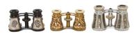 Three Pairs of Continental Opera Glasses, Width of first 4 inches.