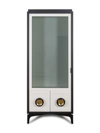 A Pair of Powell & Bonnell Black and White Lacquered Display Cabinets — 21ST CENTURY