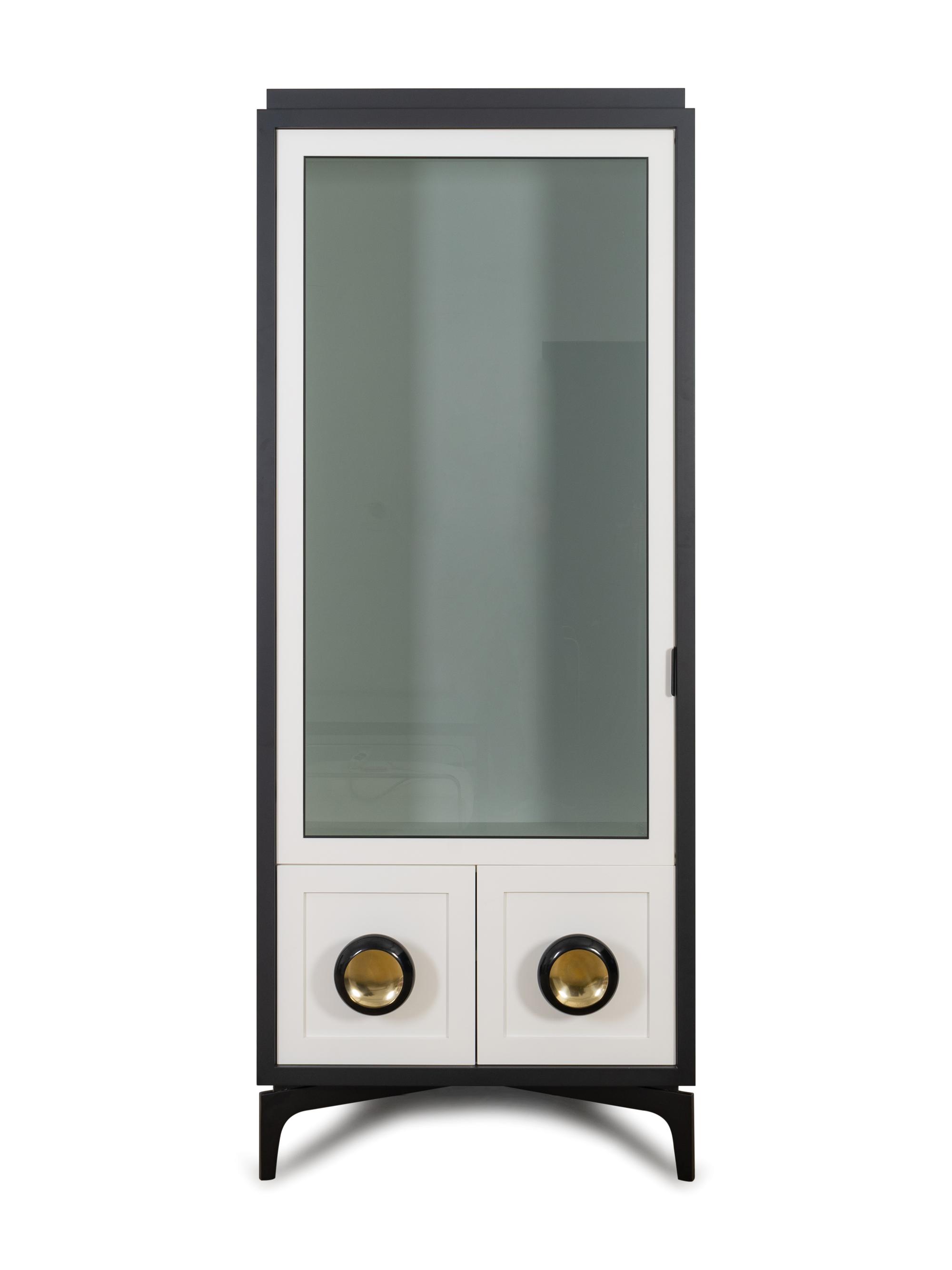 A Pair of Powell & Bonnell Black and White Lacquered Display Cabinets — 21ST CENTURY