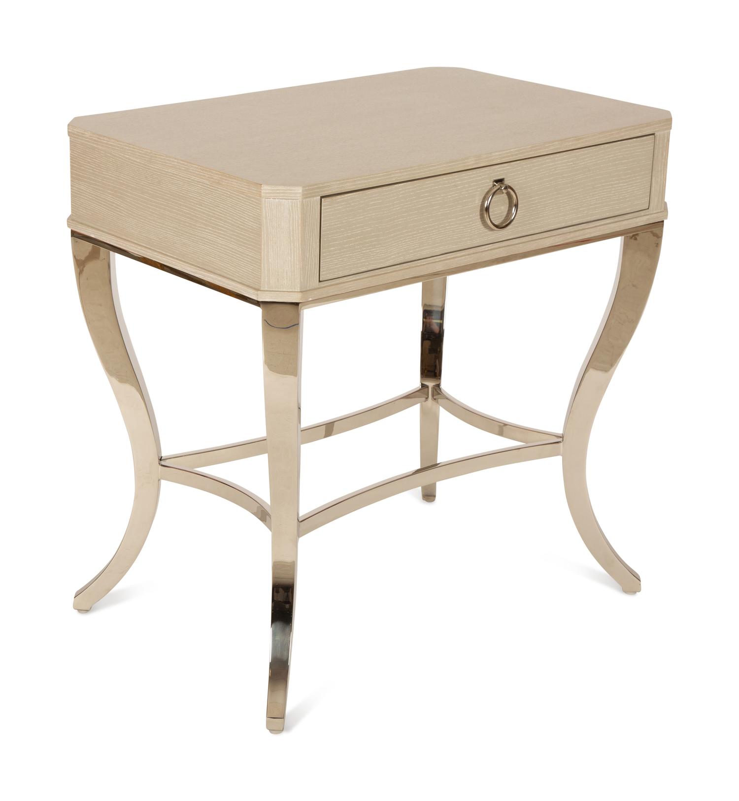 A Pair of Bernhardt Painted Wood and Chrome Side Tables