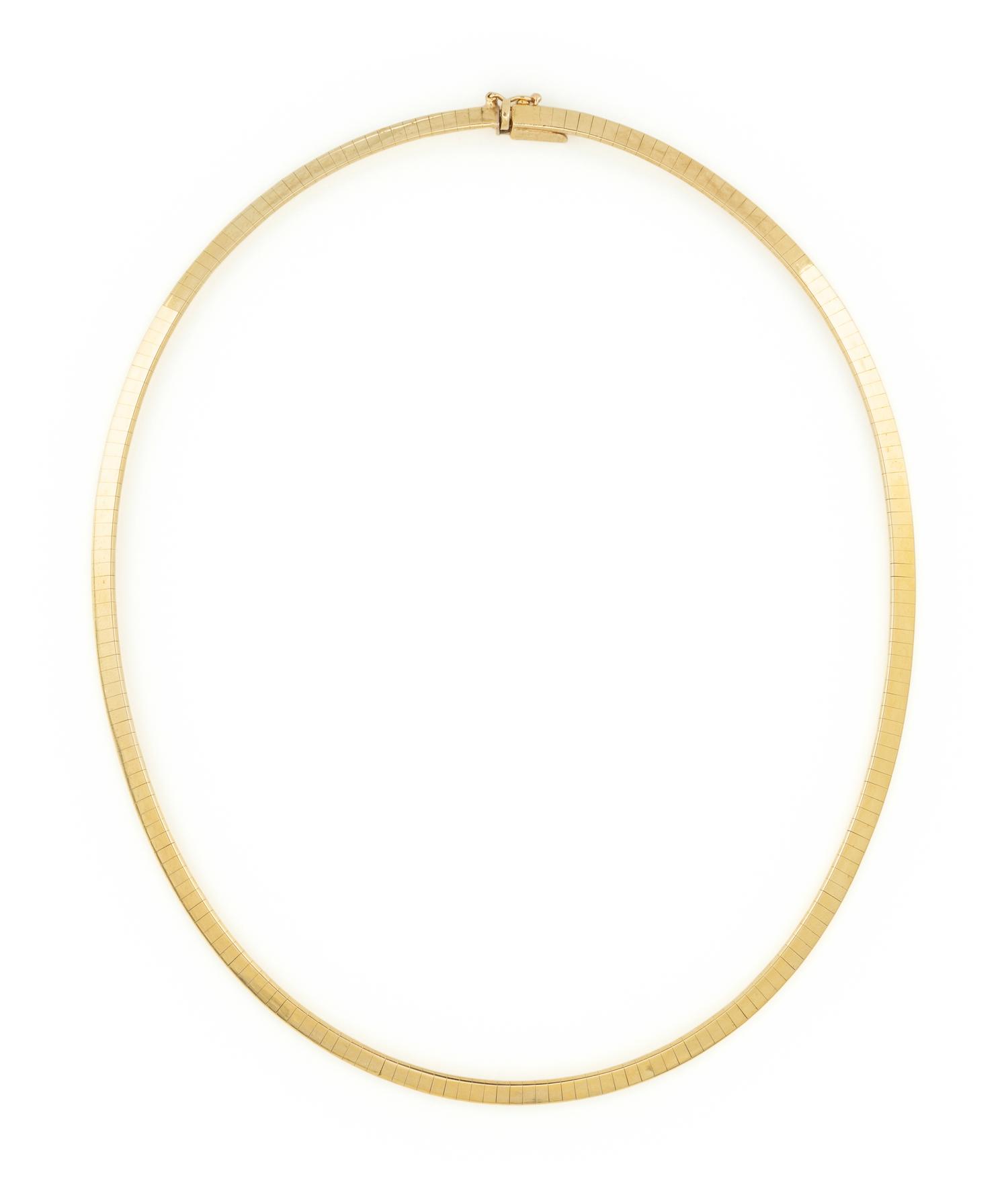 YELLOW GOLD OMEGA NECKLACE WITH TWO PENDANTS