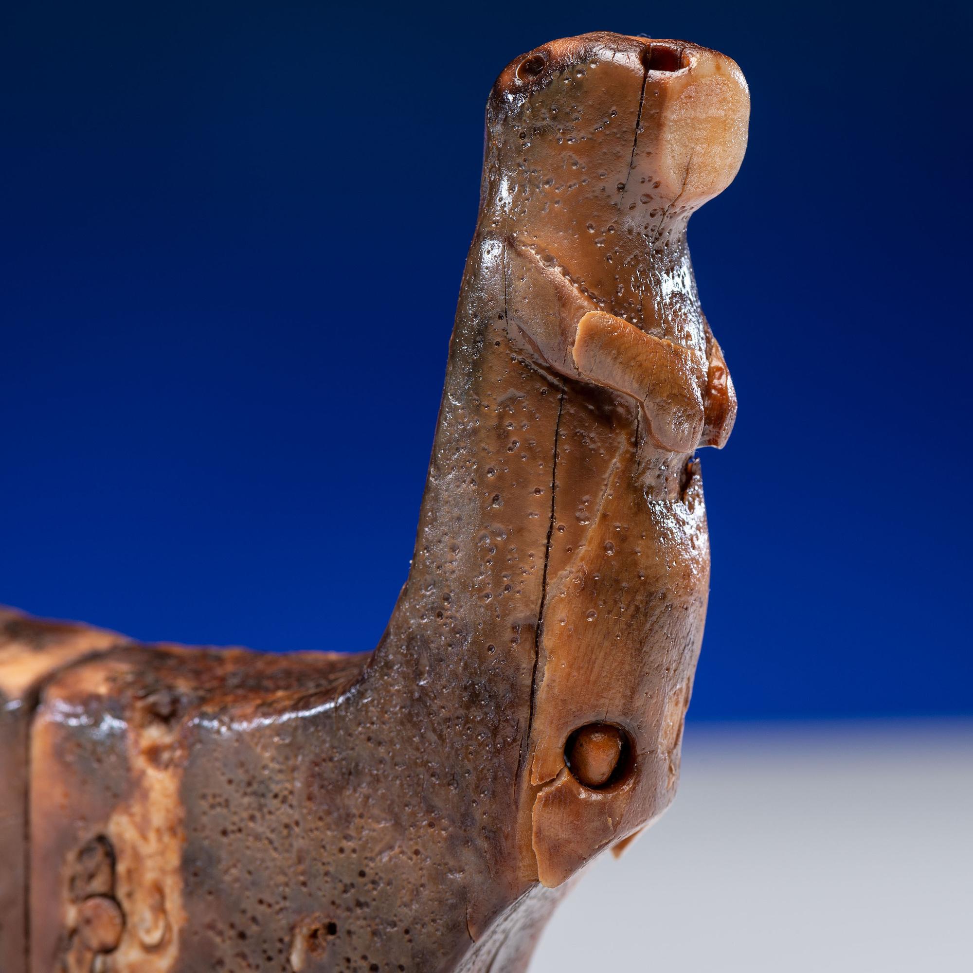 Iñupiat Fossilized Walrus Ivory Harpoon Rest, with Seals