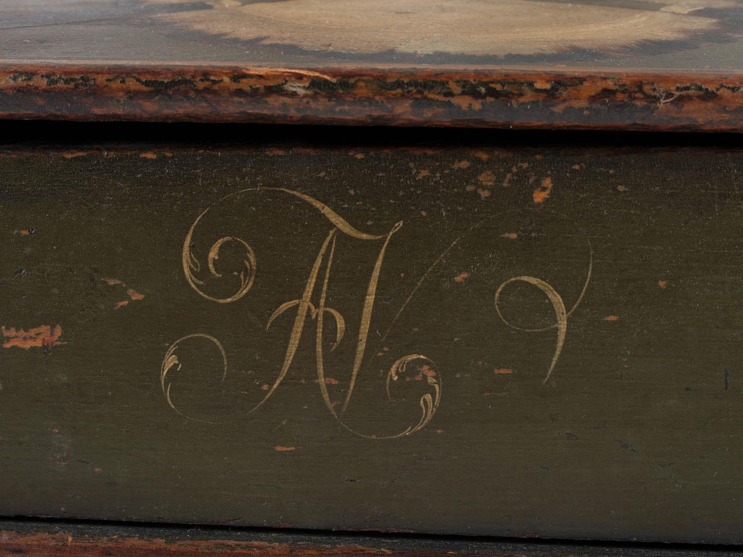 A Federal Paint Decorated Pine Cutlery Wall Box