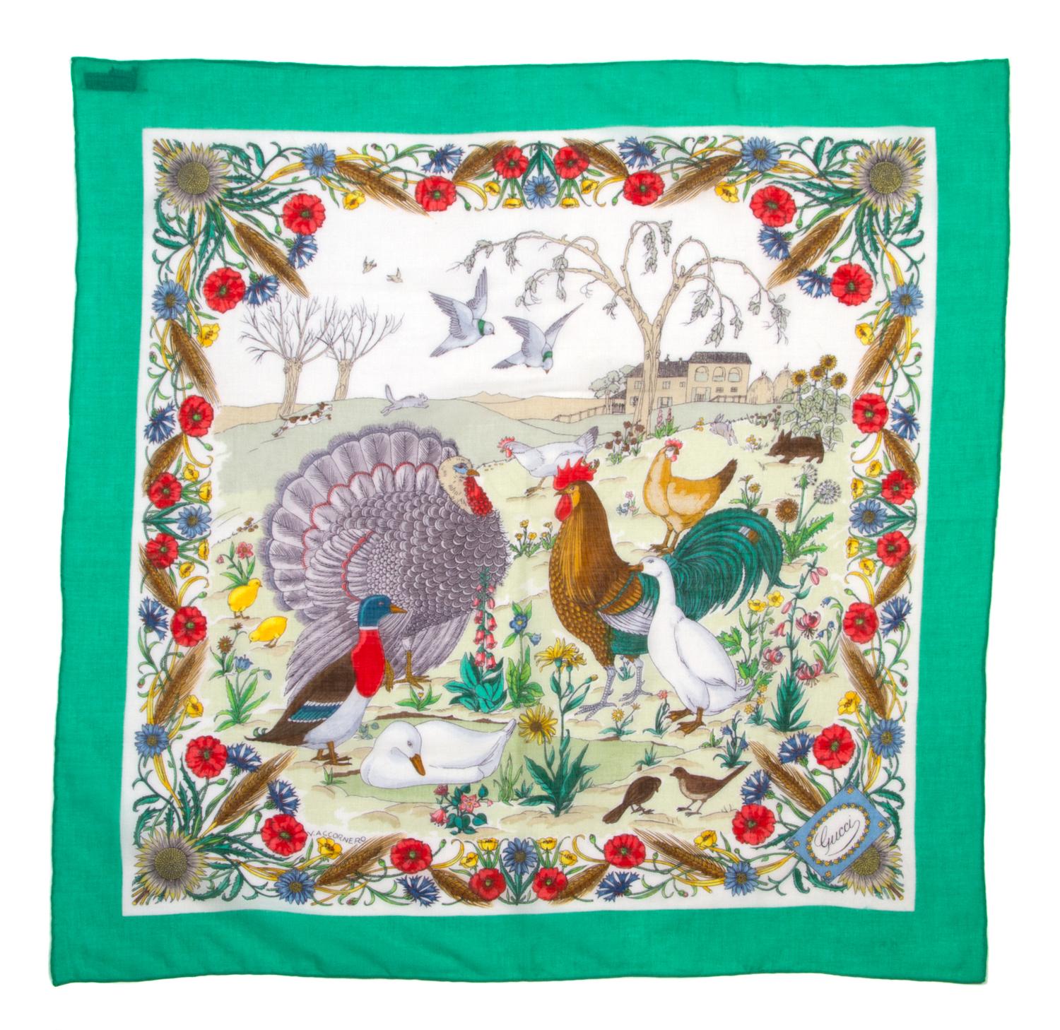 A Gucci Multicolor Cotton Scarf, 27" x 27".