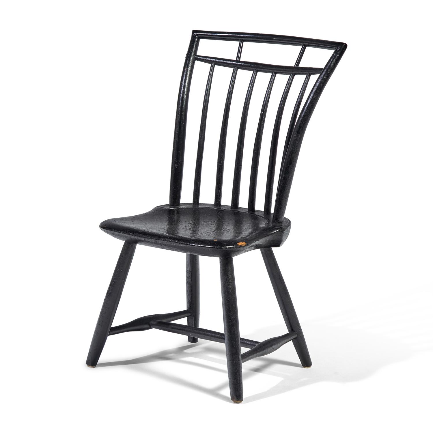 A Black-Painted Child's Birdcage Windsor Chair