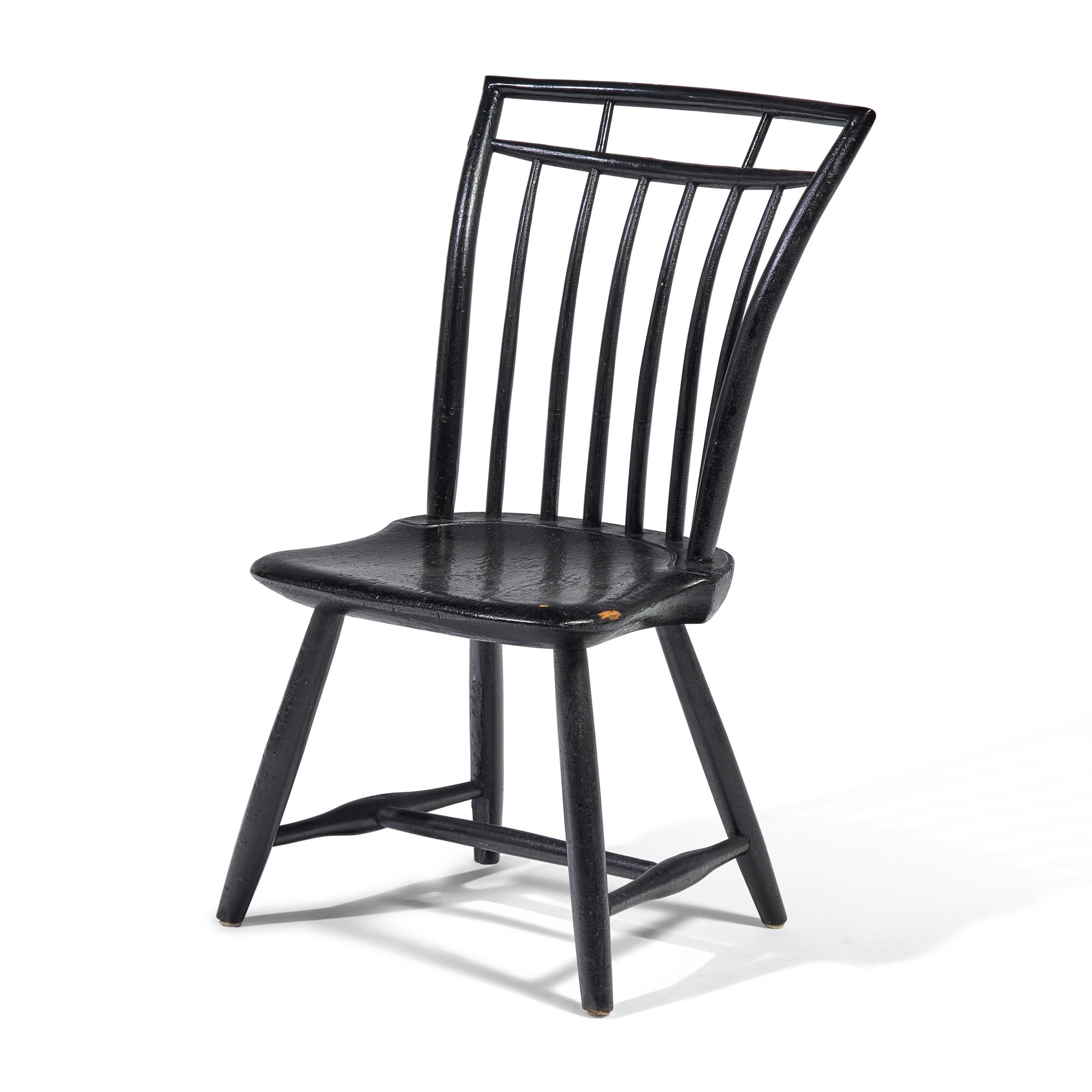 A Black-Painted Child's Birdcage Windsor Chair
