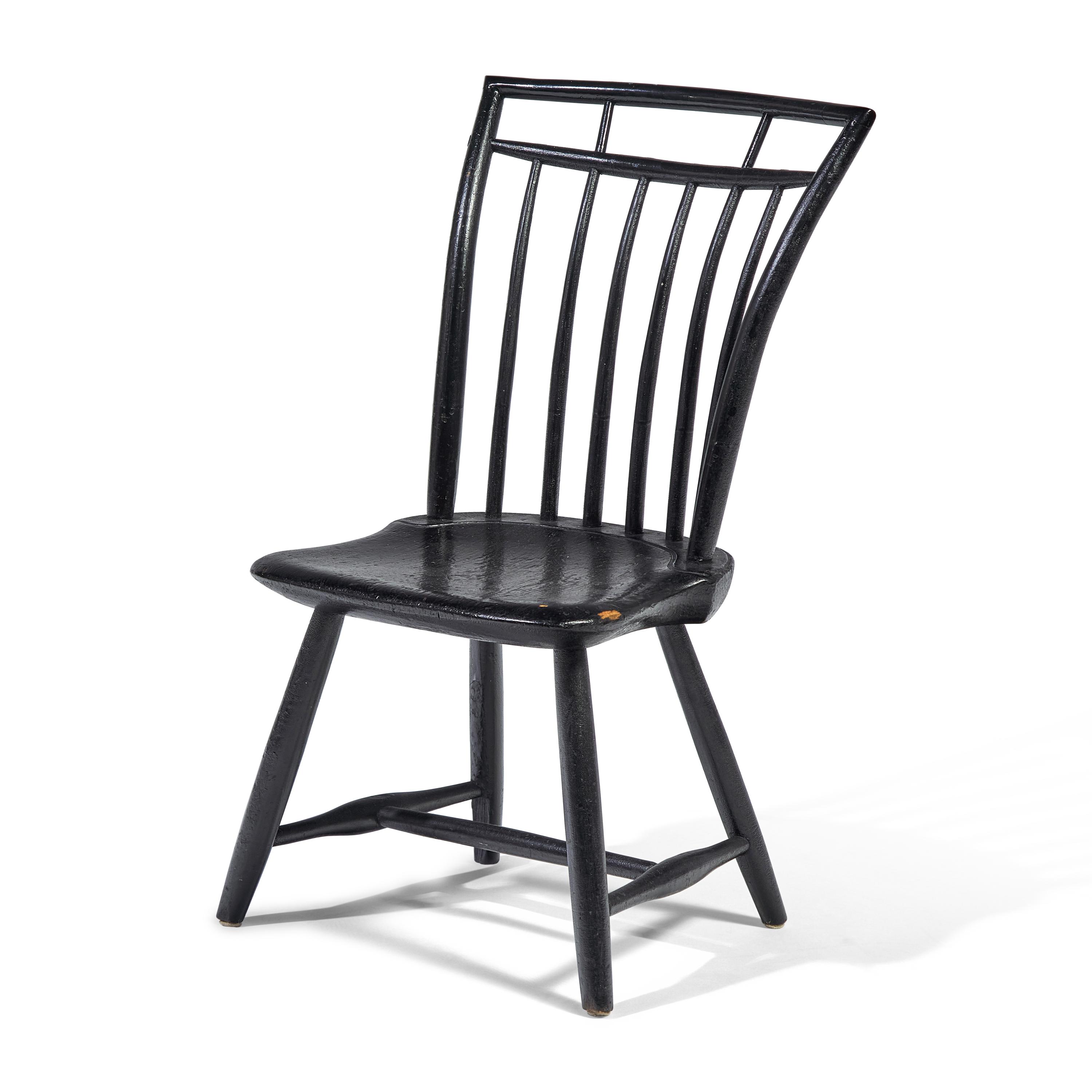 A Black-Painted Child's Birdcage Windsor Chair