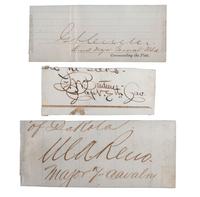 CUSTER, George Armstrong, RENO, Marcus, and BENTEEN, Frederick. A group of 3 clipped signatures of 7th Cavalry officers framed.