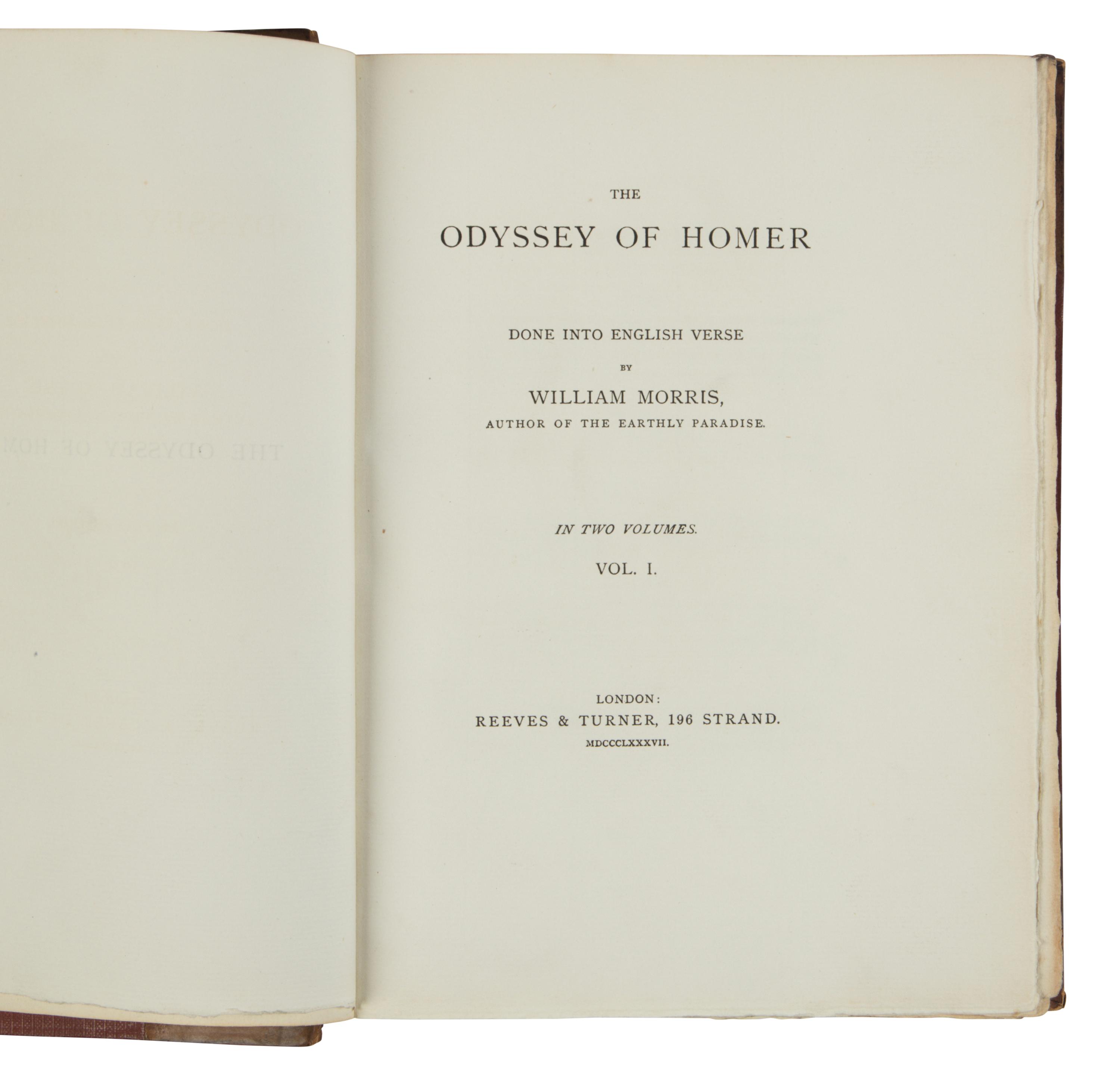 MORRIS, William (1834-1896), translator. The Odyssey Of Homer . London: Reeves & Turner, 1887.