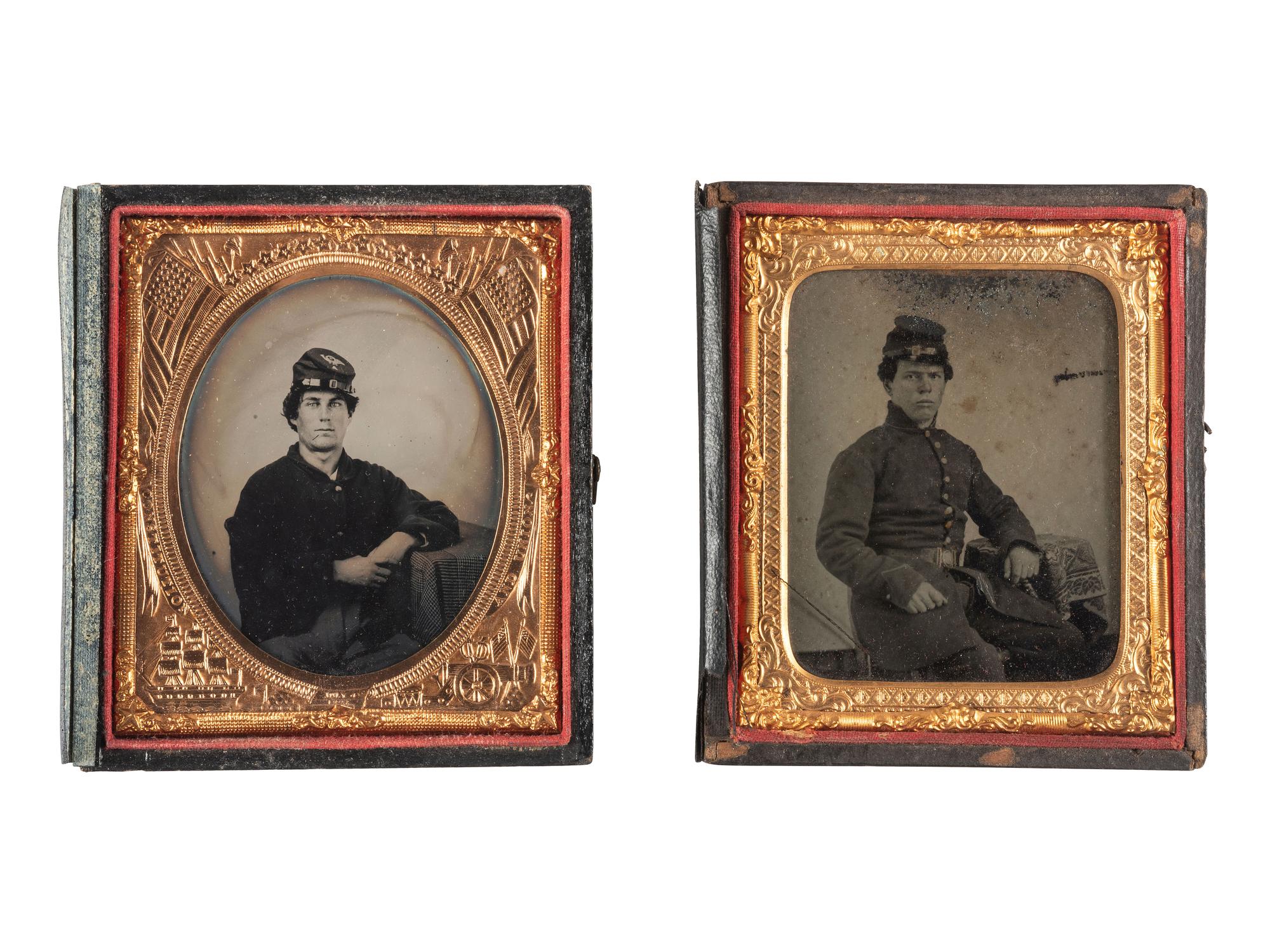 [CIVIL WAR]. Sixth plate ambrotype and tintype portraits of Union infantrymen, comprising: