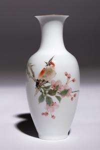 Five Famille Rose Eggshell Porcelain 'Birds' Vases
