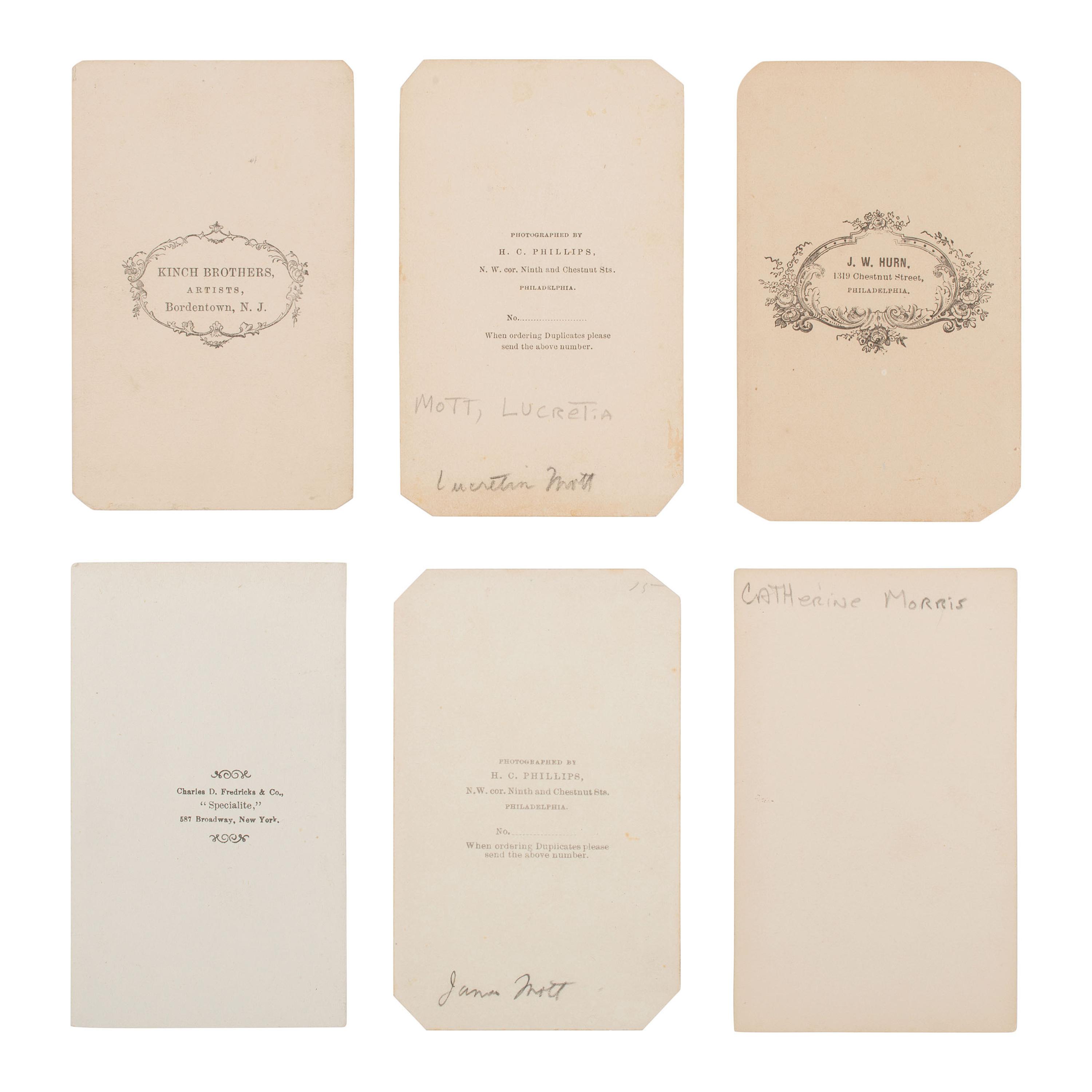 [Early Photography] Group of 19 Photographs of Quakers, incl. Lucretia Mott and Brigflatts Meeting House.