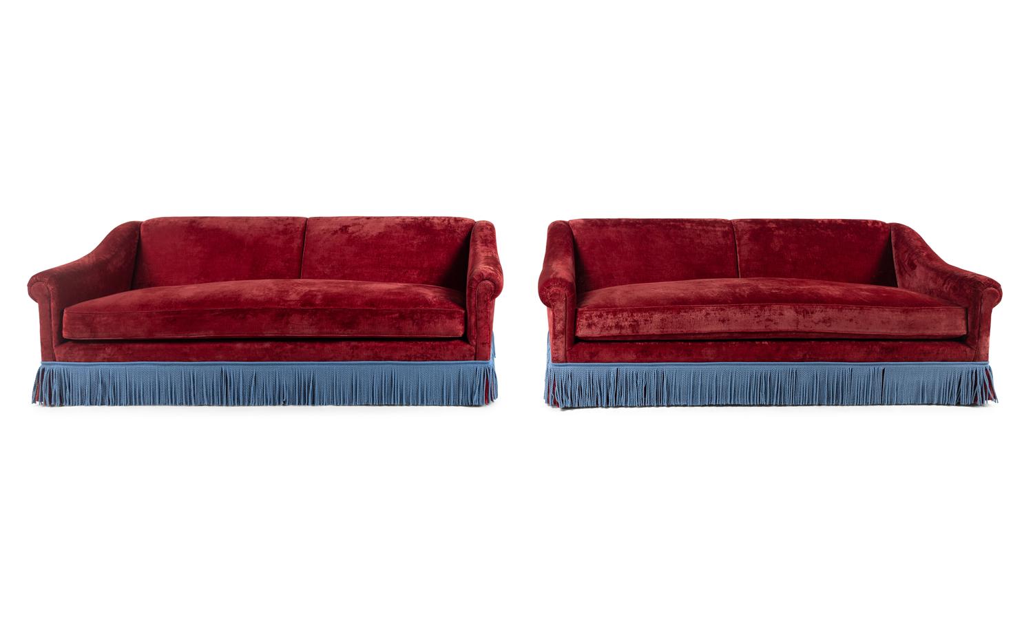 A Pair of Custom Sofas with Bullion Fringe