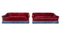 A Pair of Custom Sofas with Bullion Fringe