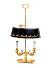 An Empire Style Gilt Bronze and Tôle Bouillotte Lamp