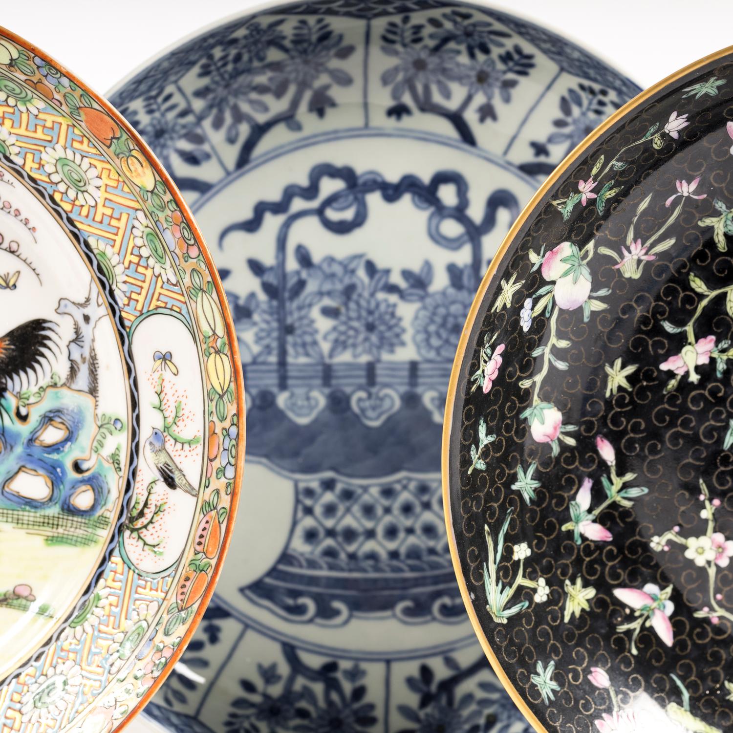 Six Chinese Export Porcelain Plates and One Thai Porcelain