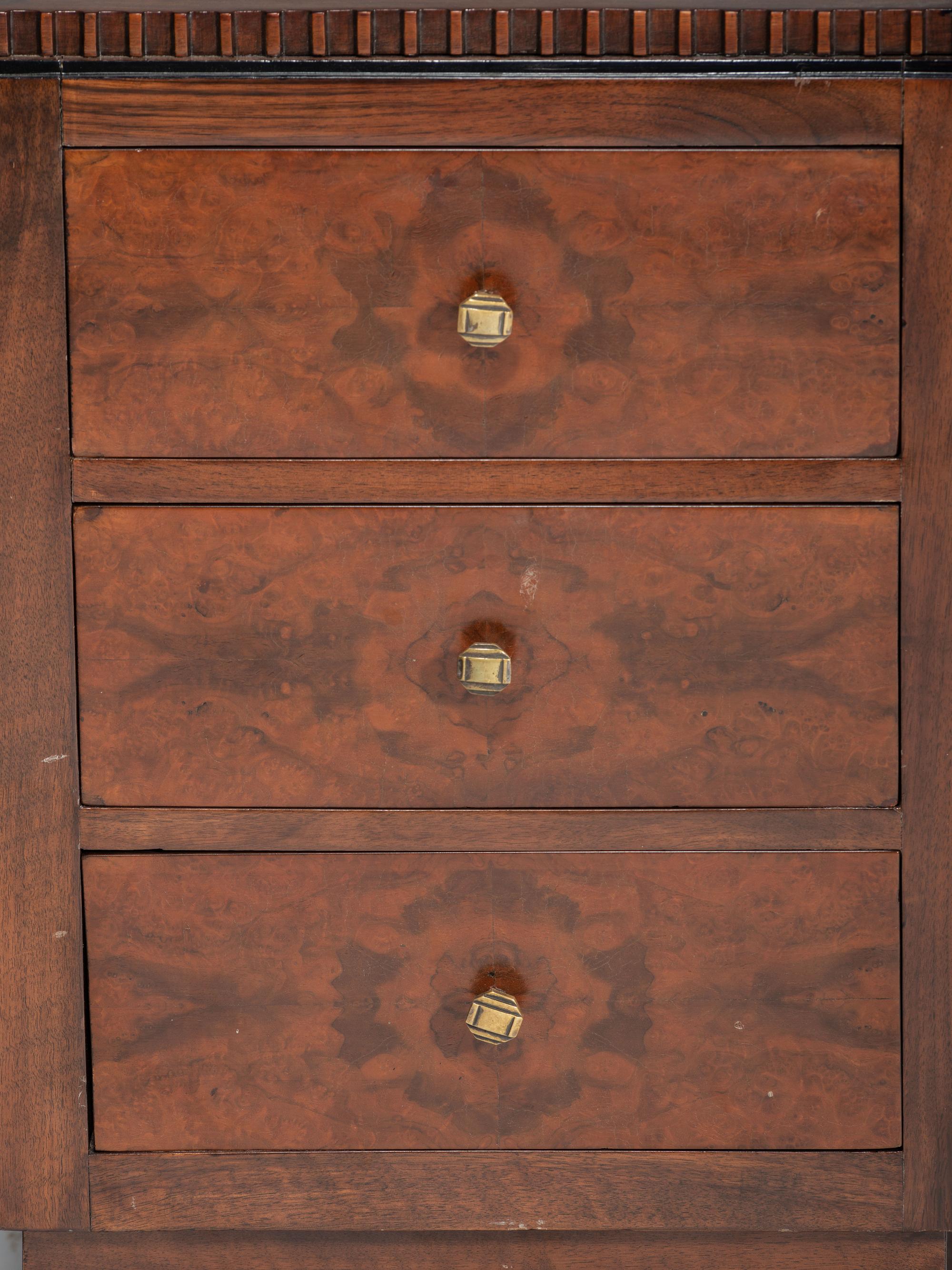 An Art Deco Walnut Pedestal Desk
