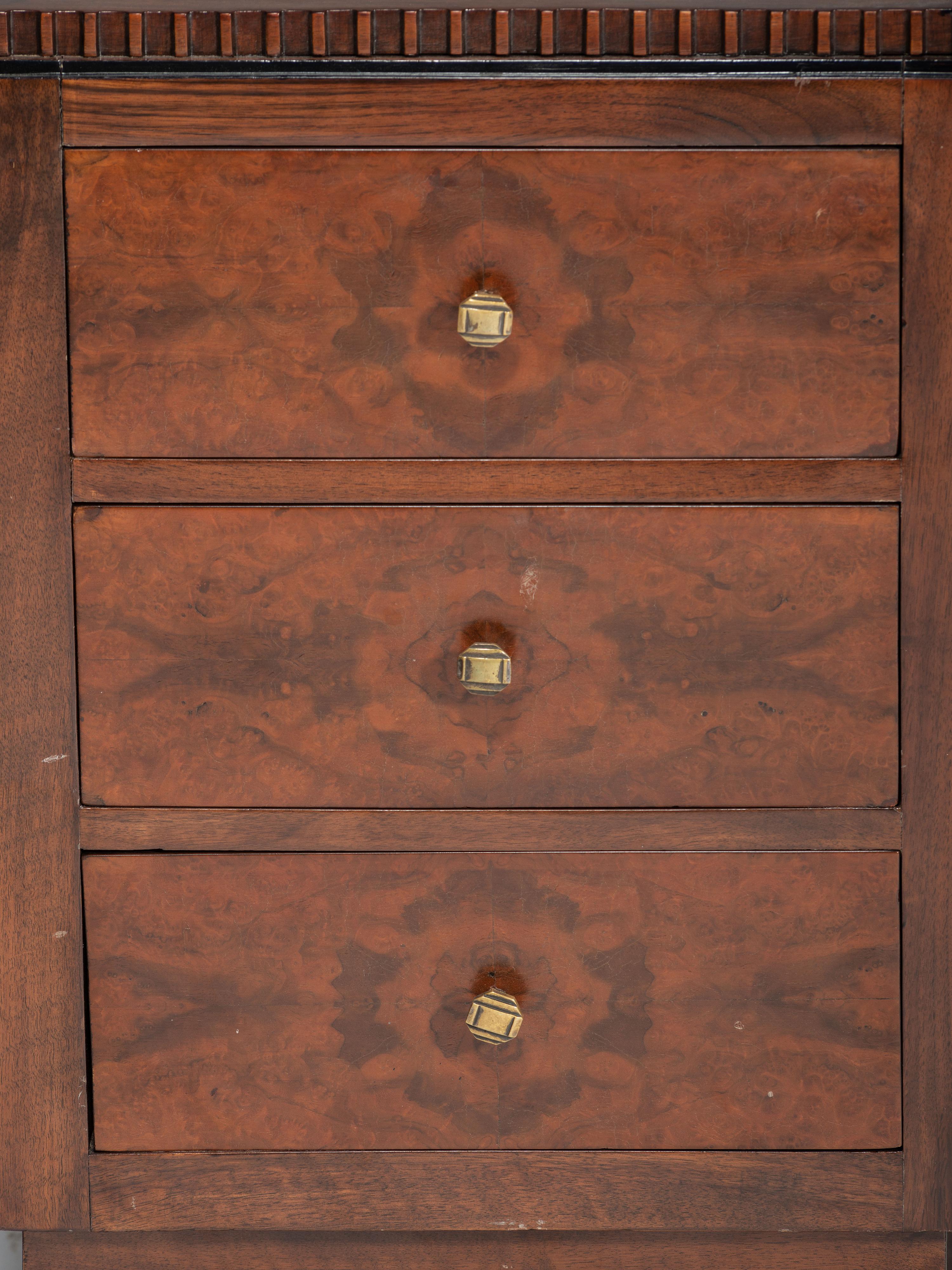 An Art Deco Walnut Pedestal Desk