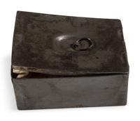 Civil War-period soap container with soap.
