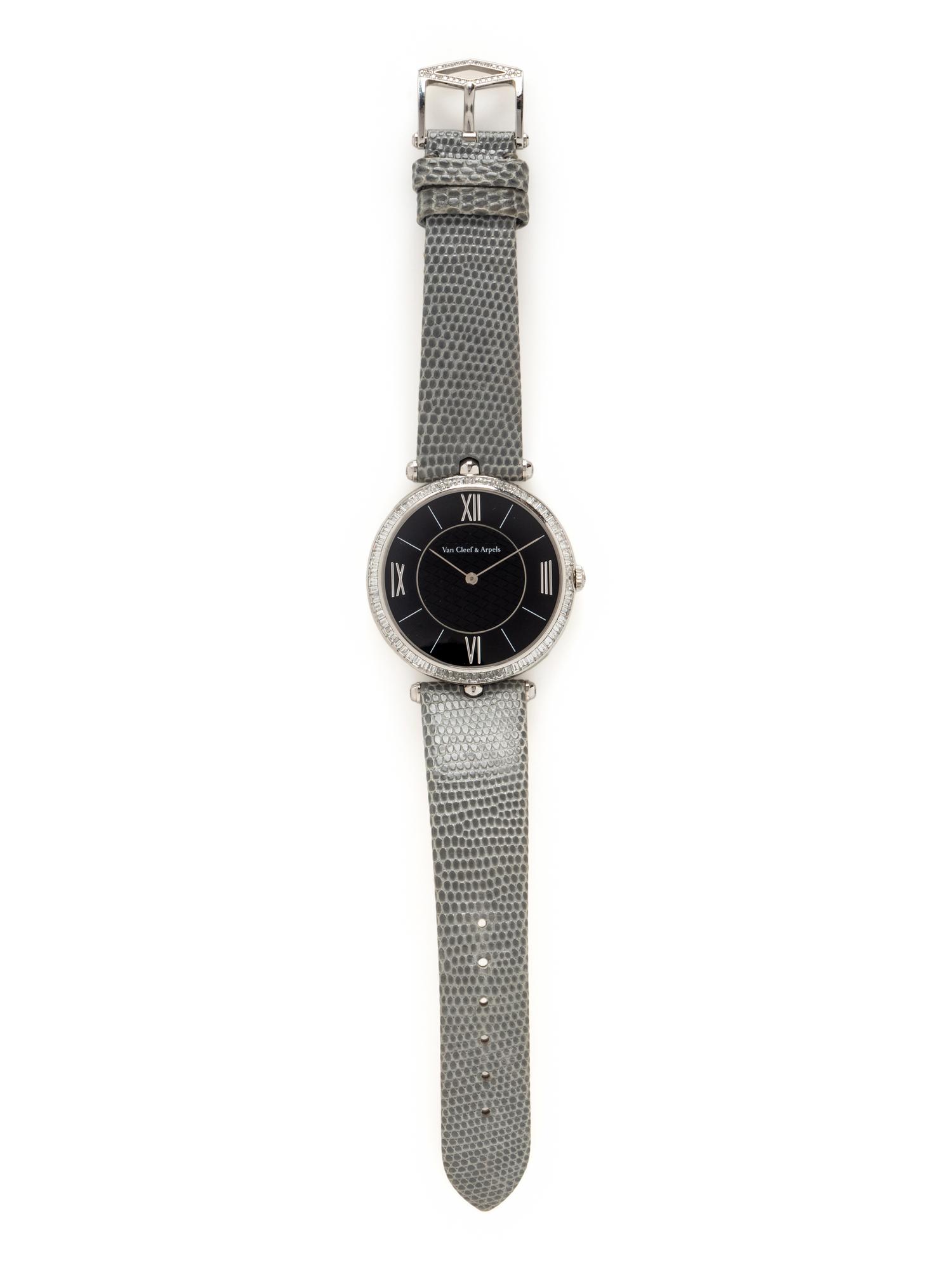VAN CLEEF AND ARPELS, PLATINUM AND DIAMOND 'PIERRE ARPELS' WATCH